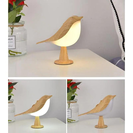 Chic Wooden Bird Table Lamp