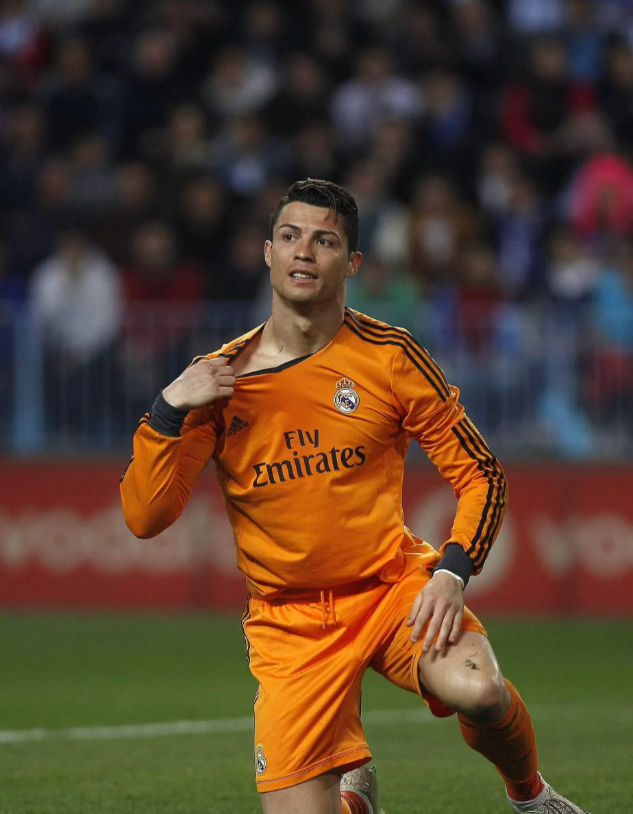 2013/2014 Real Madrid orange third kit long sleeve retro jersey