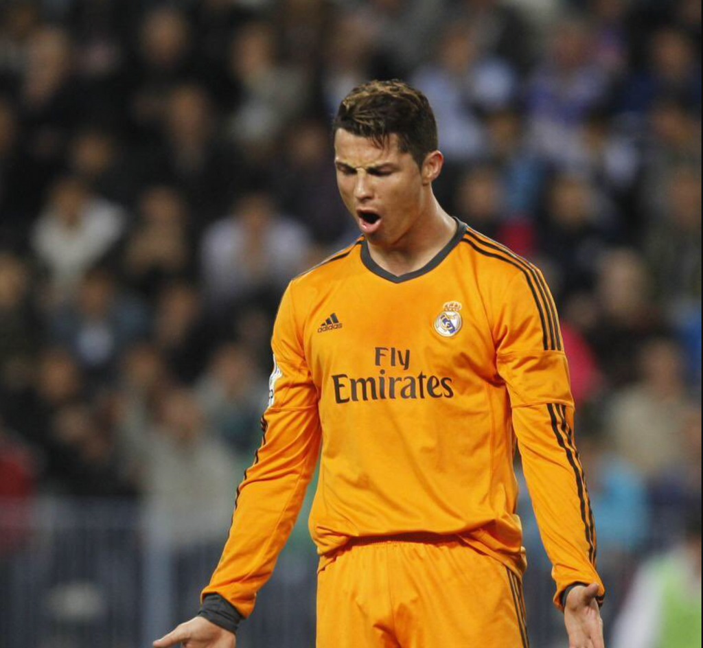 2013/2014 Real Madrid orange third kit long sleeve retro jersey