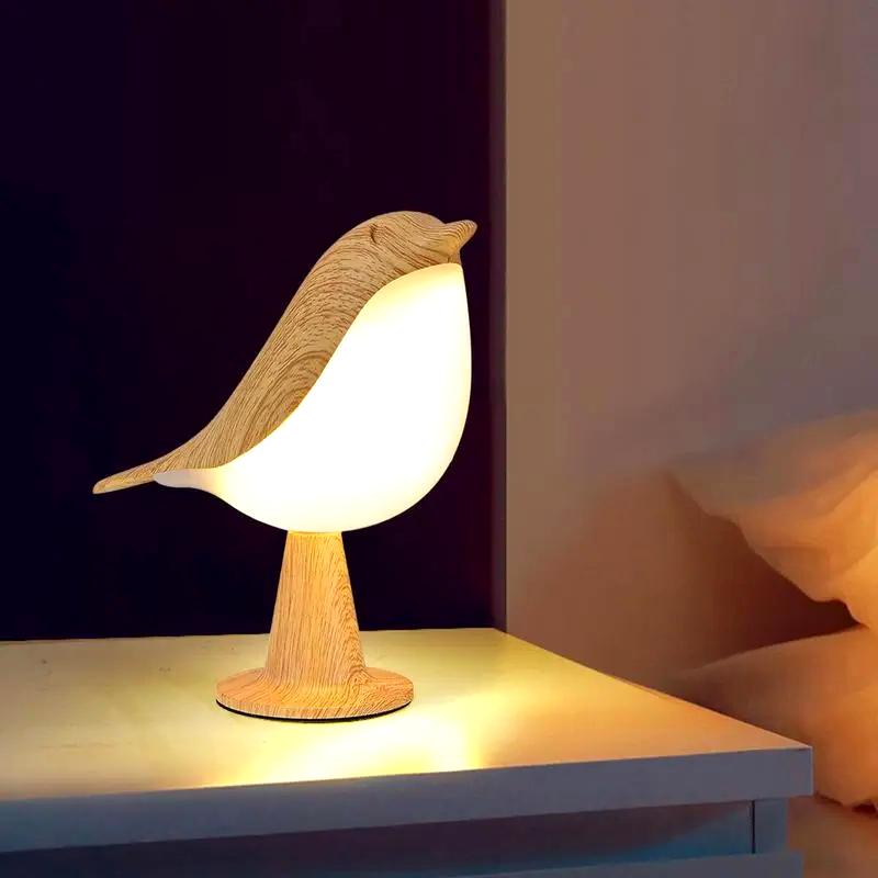 Chic Wooden Bird Table Lamp