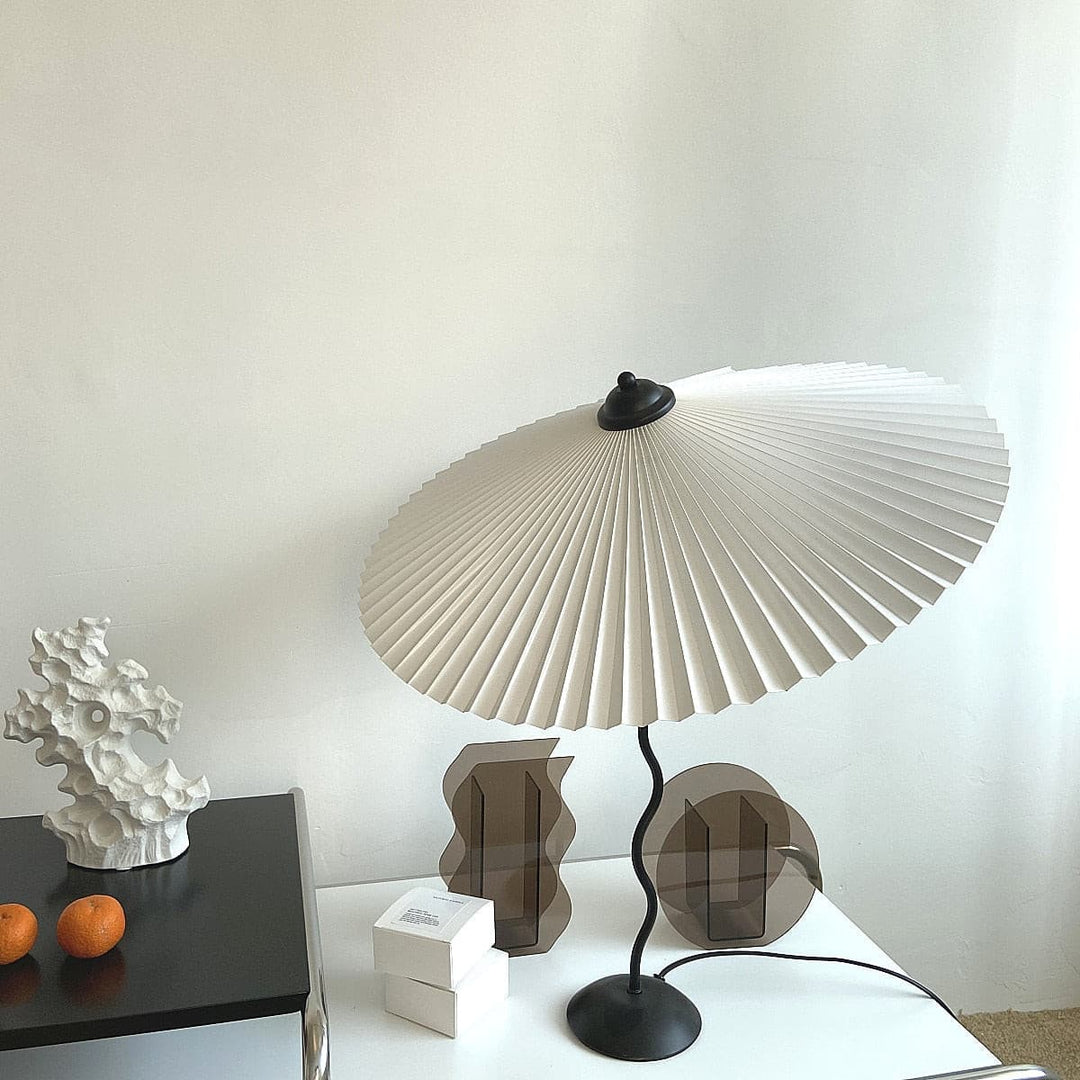 LuxePleat - Elegant Table Lamp with a Textured Pleated Shade