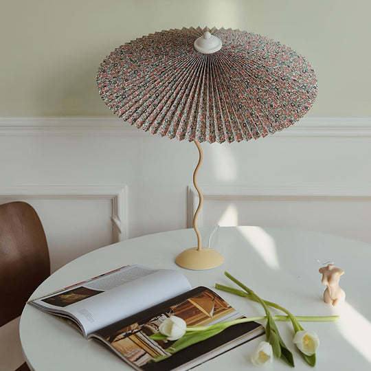 LuxePleat - Elegant Table Lamp with a Textured Pleated Shade