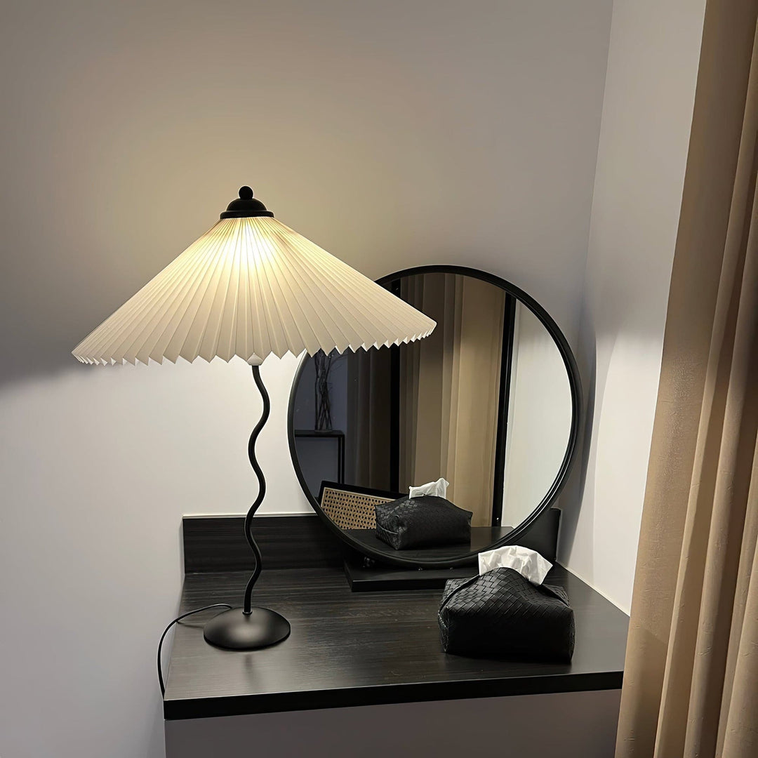 LuxePleat - Elegant Table Lamp with a Textured Pleated Shade