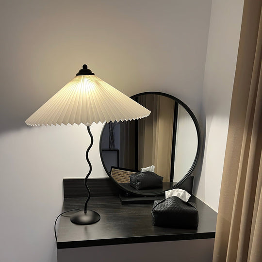 LuxePleat - Elegant Table Lamp with a Textured Pleated Shade