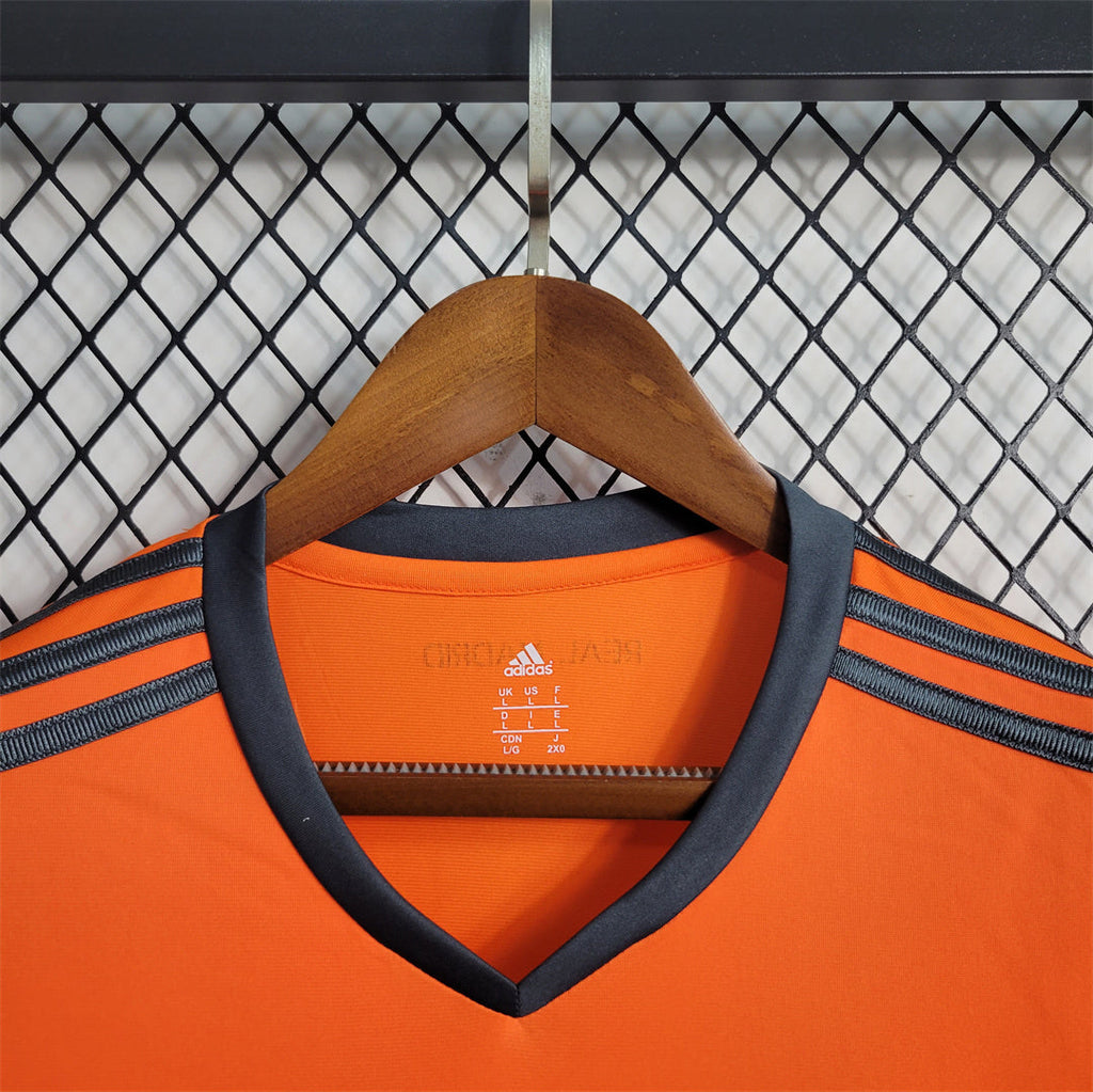 2013/2014 Real Madrid orange third kit long sleeve retro jersey