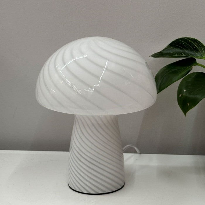 Striped Glass Mushroom Table Lamp Modern LED Light