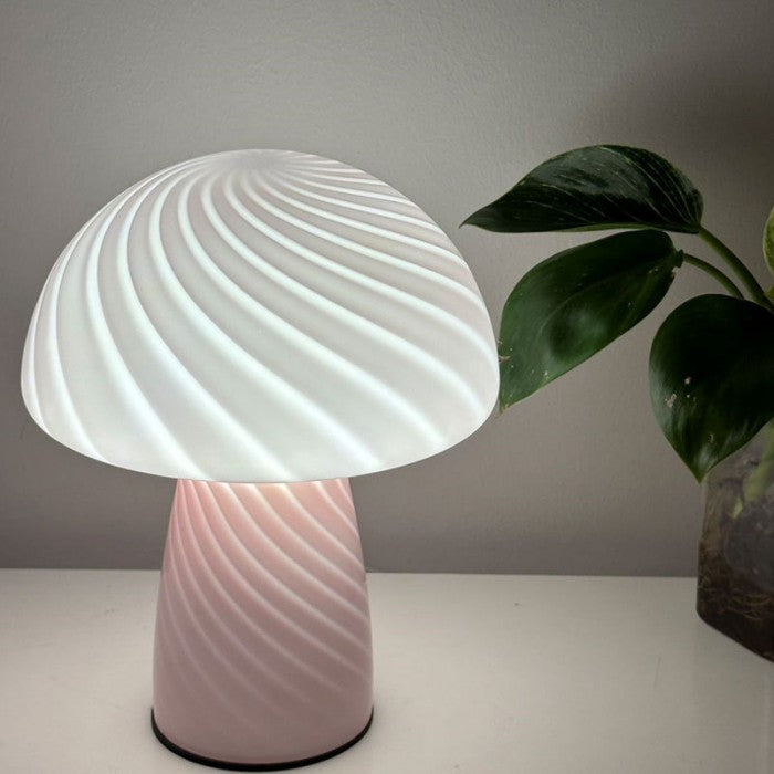 Striped Glass Mushroom Table Lamp Modern LED Light
