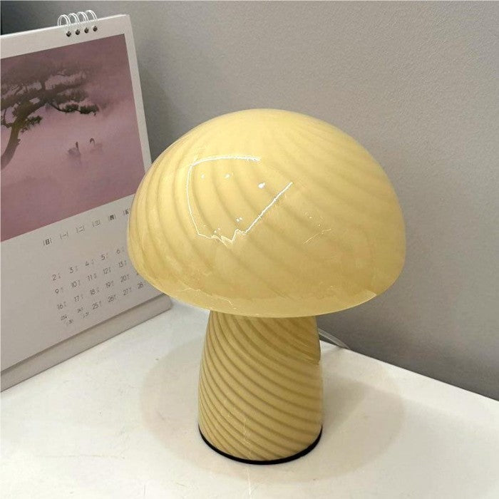 Striped Glass Mushroom Table Lamp Modern LED Light